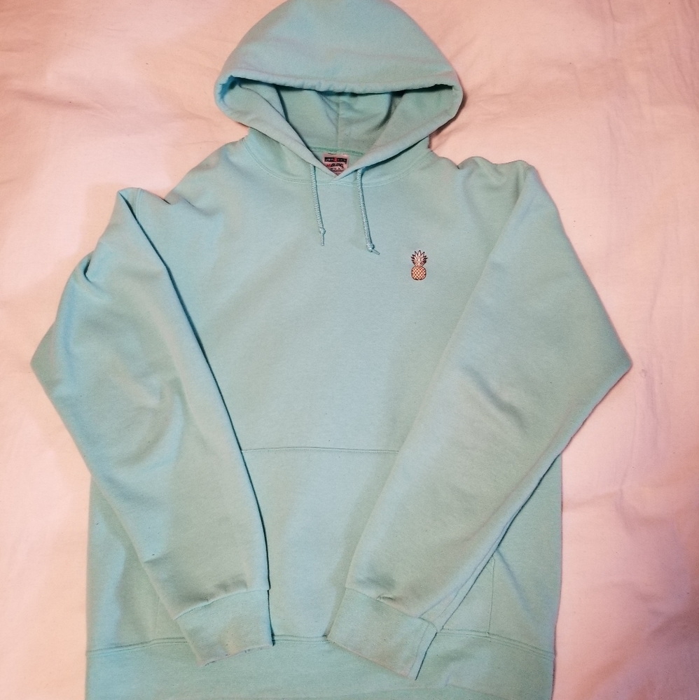 Turquoise Pineapple Embroidered Hoodie